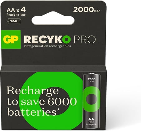 Batteries ReCyko Pro AA Kalem Ni-Mh Şarjlı Pil, 1.2 Volt, 4'lü Kart