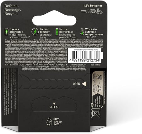 Batteries ReCyko Pro AA Kalem Ni-Mh Şarjlı Pil, 1.2 Volt, 4'lü Kart