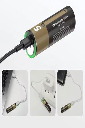 USB Type-C Şarjlı AA Pil 1.5V 1000+ Kez Şarj Edilebilir Lityum Kalem Pil 2'li Paket