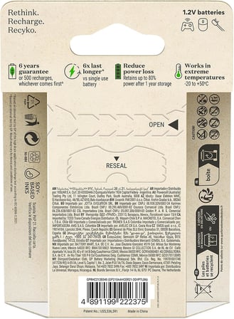 Batteries ReCyko 2100 AA Kalem Ni-MH Şarjlı Pil, 1.2 Volt, 6'lı Kart