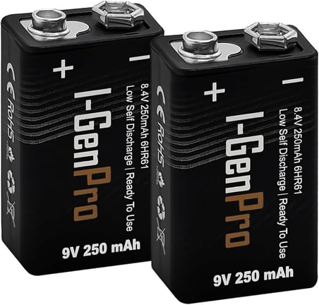 Batteries Pro 6Hr61 9V 250 Mah Şarj Edilebilir 9 Volt Pil Ni-Mh Şarjlı Pil (2'Li Paket)