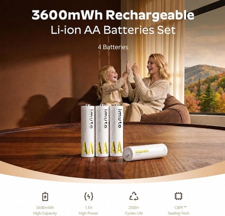 3600mWh AA Şarj Edilebilir Lityum Pil (4’lü Paket)