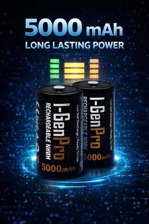 Batteries Pro HR14 C Orta Boy 5000 Mah Şarj Edilebilir C Boy 1.2V Ni-Mh Şarjlı Pil 2'li Paket
