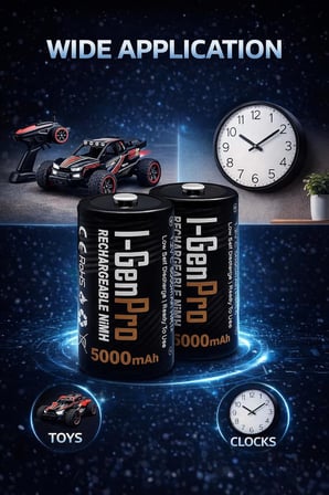 Batteries Pro HR14 C Orta Boy 5000 Mah Şarj Edilebilir C Boy 1.2V Ni-Mh Şarjlı Pil 2'li Paket
