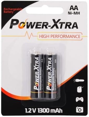 Power-Xtra 1.2V 1300 mAh AA Ni-MH Şarj Edilebilir Kalem Pil – 2’li Blister Paket