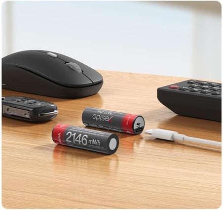 YP88 4 Adet Şarj Edilebilir Yüksek Verimli 1430 mAh 1.5V AA Pil - Siyah