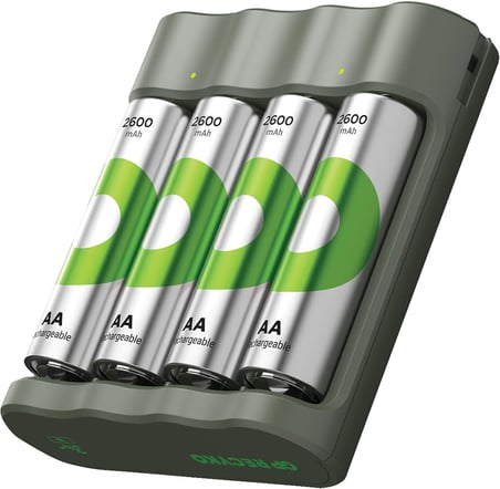 B441 USB Pil Şarj Cihazı 4 Adet 2600mAh AA Kalem Pilli Set