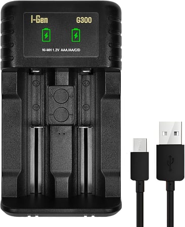 Batteries G32D 2’li AA/AAA/C/D Pil Şarj Aleti + 2 Adet Pro D 10.000 mAh 1.2 V Ni-MH Şarjlı D Büyük Boy Pil Seti