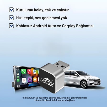 2in1 Kablosuz CarPlay Ve Android Auto Adaptörü ( EMT-001 )