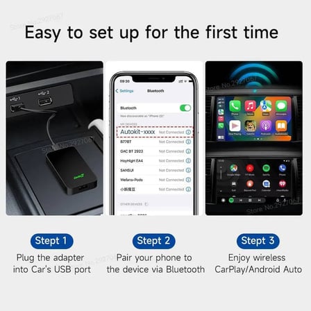 5.0 CarPlay ve Android Auto Carplay ve Android Auto'lu otomobiller için kablosuz adaptör (üretim yılı: 2017-2023), sesli asistan, navigasyon, müzik