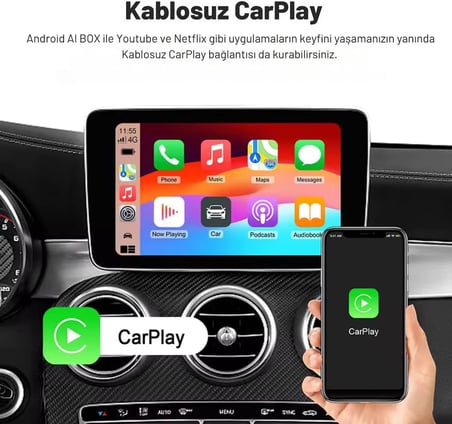 Carplay Ai Box 4GB+32GB Youtube,netflix,google Play & Kablosuz Carplay&android Auto- Android 14