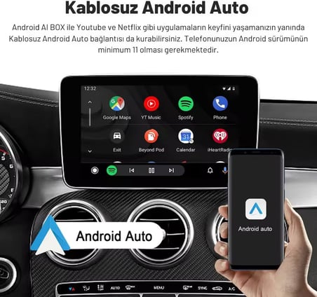Carplay Ai Box 4GB+32GB Youtube,netflix,google Play & Kablosuz Carplay&android Auto- Android 14