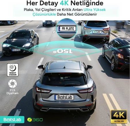 HK40 Plus Araç İçi Kamera 4K, Dahili GPS, 5.8GHz Wi-Fi