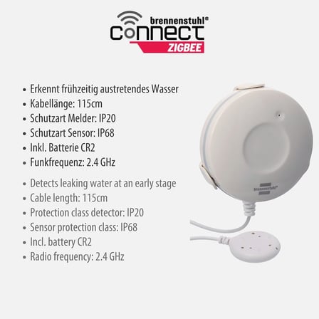 Connect Zigbee Serisi IP68 Lisanslı Smart Home 115 cm Kablolu Su Dedektörü
