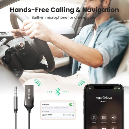 Mikrofonlu 3.5 mm Aux Bluetooth 5.3 Alıcı Adaptör Araç Kiti