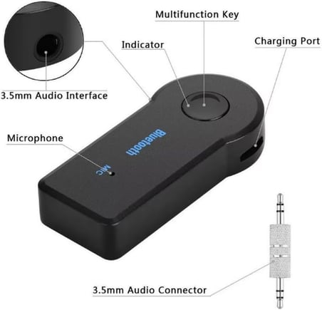 Mikrofonlu Bluetooth Ses Alıcı Araç ve Hoparlör İçin Aux Girişli Kablosuz Dönüştürücü Kiti