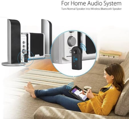 Mikrofonlu Bluetooth Ses Alıcı Araç ve Hoparlör İçin Aux Girişli Kablosuz Dönüştürücü Kiti