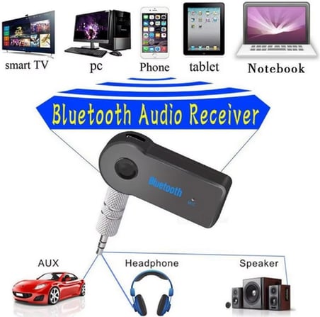 Mikrofonlu Bluetooth Ses Alıcı Araç ve Hoparlör İçin Aux Girişli Kablosuz Dönüştürücü Kiti