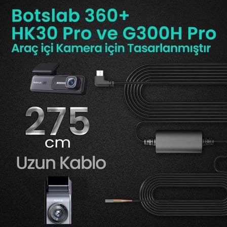 G300H Pro/HK30 Pro Araç İçi Kamera 24 Saat Park Modu Kiti Akü Bağlantı Kablosu (Micro Usb)