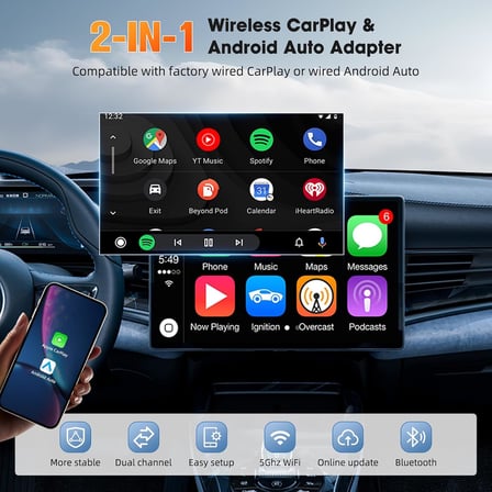 CarPlay ve Android Auto Kablosuz Multimedya Adaptörü CPS