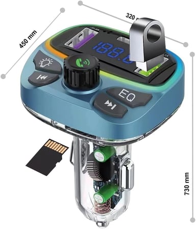 Araç İçin Bluetooth FM Modülatör Transmitter Çakmaklık - MT9877 ile uyumlu
