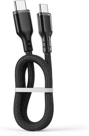 SUOMI USB-C to USB-C Hızlı Şarj Kablosu, 100W, Örgülü Tasarım, 1m, Siyah
