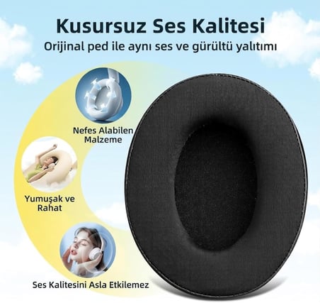 HyperX Cloud 3, Cloud 2, Cloud 1, Cloud Alpha, Flight, Stinger, Core Uyumlu Soğutucu Jel Kulaklık Pedi - İpeksi Serin Kumaş & Hafızalı Köpük (Memory Foam) Kulaklık Süngeri (Soğutucu Jel - Kumaş)