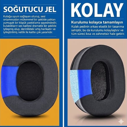 SteelSeries Arctis 1/3/5/7/7+/7P/7PPlus/7X/7X+/9/9X/PRO/Prime ile Uyumlu Soğutucu Jel Kulaklık Pedi - İpeksi Serin Kumaş ve Hafızalı Köpük (Memory Foam) Kulaklık Süngeri (Soğutucu Jel - Kumaş)