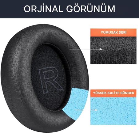 Anker Soundcore Life 2 için Q20/Q20+/Q20I/Q20BT Modelleriyle Uyumlu Suni Deri Kulaklık Pedi Hafızalı Yüksek Kaliteli Materyal Kulaklık Süngeri (Q20/Q20+/Q20I/Q20BT)