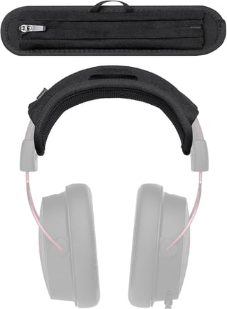 HyperX Cloud 1/2/3/Alpha/Alpha S/Alpha Pro/Core/Pro/Flight/Flight S/Stinger/Stinger S/Stinger Core/Mix/CloudX/Chat Uyumlu Kafa Bandı Koruyucusu - 6 mm Neopren Dolgu, Fermuar ve Askı Kulbu (Siyah)