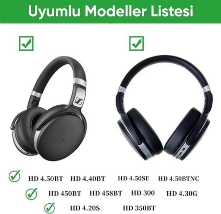 Sennheiser ile Uyumlu Kulaklık Pedi HD 4.50BT - HD 4.50BTNC - HD 4.50SE - HD 4.40BT - HD 4.30G - HD 4.20S - HD 458BT - HD 450 - HD 450BT - HD 400S - HD 350BT