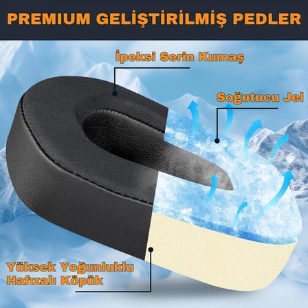 Logitech G733 / G535 / G335 ile Uyumlu Soğutucu Jel Kulaklık Pedi - İpeksi Serin Kumaş & Hafızalı Köpük (Memory Foam) Kulaklık Süngeri (Soğutucu Jel - İpeksi Kumaş)