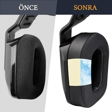 Logitech G733 / G535 / G335 ile Uyumlu Soğutucu Jel Kulaklık Pedi - İpeksi Serin Kumaş & Hafızalı Köpük (Memory Foam) Kulaklık Süngeri (Soğutucu Jel - İpeksi Kumaş)