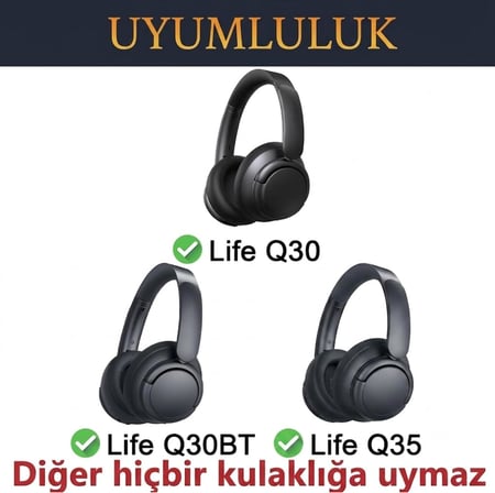 Anker Soundcore Life Q30 / Q30BT ve Q35 ile Uyumlu Soğutucu Jel Kulaklık Pedi - İpeksi Serin Kumaş ve Hafızalı Köpük (Memory Foam) Kulaklık Süngeri (Soğutucu Jel - Kumaş)