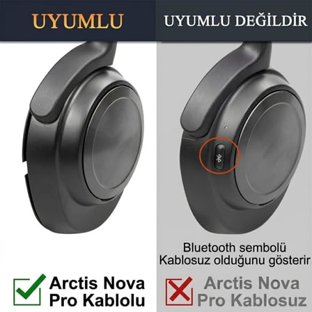 SteelSeries Arctis Nova Pro Kablolu (Wireless Uyumlu Değil!) & Arctis Nova 1/1X/1P/3/3P/3X/4/4P/4X/5/5P/5X/7/7X/7P ile Uyumlu - Soğutucu Jel & Hafızalı Köpük Kulaklık Pedi (Soğutucu Jel - Kumaş)