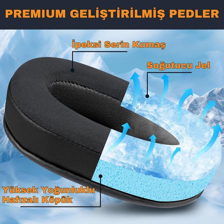 Logitech G Pro/G Pro X/G Pro X 2 / G Pro X SE ile Uyumlu Soğutucu Jel Kulaklık Pedi - İpeksi Serin Kumaş & Hafızalı Köpük (Memory Foam) Kulaklık Süngeri (Soğutucu Jel - Kumaş)