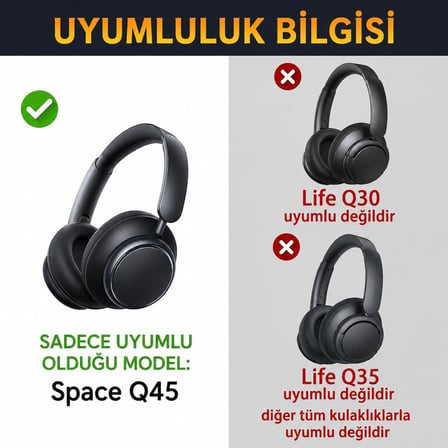 Anker Soundcore Space için Q45 ile Uyumlu Soğutucu Jel Kulaklık Yastığı, Hafızalı Köpük Yedek Ped, Serinletici Kumaş/Suni Deri Kulaklık Süngeri (Q45 Soğutucu Jel - Kumaş)