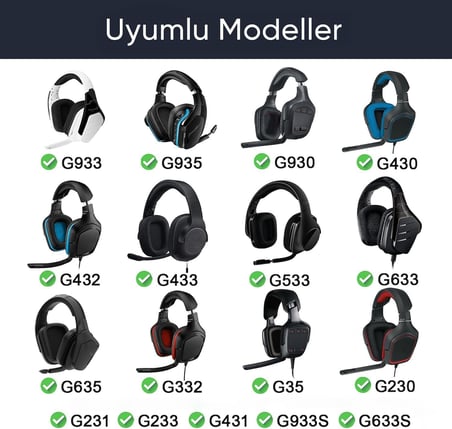 Logitech ile Uyumlu G930 G430 F450 G432 G431 G332 G231 G230 için Suni Deri Kulaklık Pedi Yüksek Kaliteli Materyal Kulaklık Süngeri