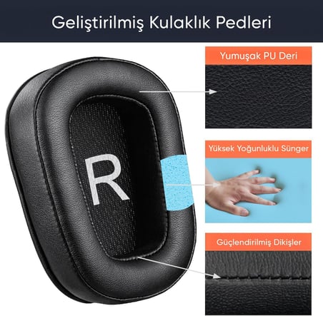 Logitech ile Uyumlu G930 G430 F450 G432 G431 G332 G231 G230 için Suni Deri Kulaklık Pedi Yüksek Kaliteli Materyal Kulaklık Süngeri