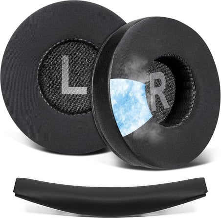 JBL T450BT 460BT Tune 500BT 510BT 520BT 525BT 530BT 560BT 570BT & E40BT & JR Serisi ile Uyumlu Soğutucu Jel Kulaklık Pedi ve Kafa Bandı - İpeksi Kumaş & Hafızalı Sünger Kulaklık Pedi Seti (Siyah)