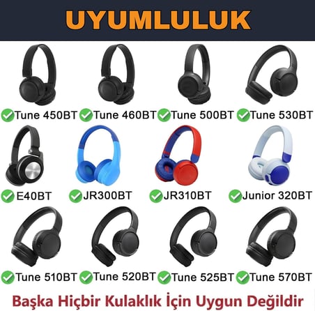JBL T450BT 460BT Tune 500BT 510BT 520BT 525BT 530BT 560BT 570BT & E40BT & JR Serisi ile Uyumlu Soğutucu Jel Kulaklık Pedi - İpeksi Kumaş & Hafızalı Köpük Kulaklık Süngeri (Siyah)