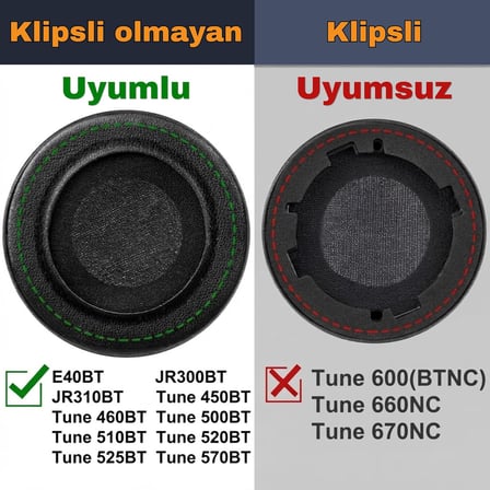 JBL T450BT 460BT Tune 500BT 510BT 520BT 525BT 530BT 560BT 570BT & E40BT & JR Serisi ile Uyumlu Soğutucu Jel Kulaklık Pedi - İpeksi Kumaş & Hafızalı Köpük Kulaklık Süngeri (Siyah)