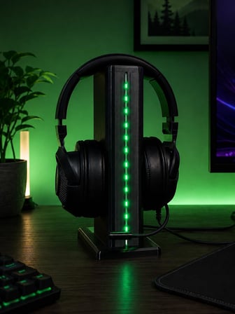 TRAKTIC X1 – RGB Işıklı Gaming Kulaklık Standı | Remote Controller, USB Güç Bağlantılı, Masaüstü Kulaklık Standı, Dayanıklı Oyun Kulaklığı Tutucu, PC Oyuncu Kulaklık Aksesuarı için Premium Tasarım