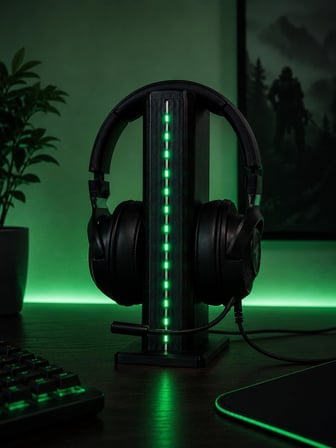 TRAKTIC X1 – RGB Işıklı Gaming Kulaklık Standı | Remote Controller, USB Güç Bağlantılı, Masaüstü Kulaklık Standı, Dayanıklı Oyun Kulaklığı Tutucu, PC Oyuncu Kulaklık Aksesuarı için Premium Tasarım