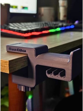 Gümüş Mavi Premium Asılabilir Kulaklık Standı-Sağlam Kaydırmaz Keçeli, Ergonomik Storm Edition
