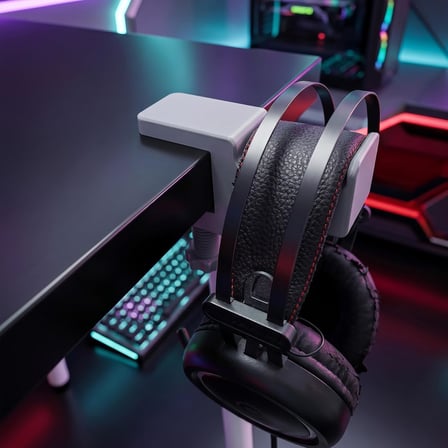 Masa Kenarı Kulaklık Standı, Gri Kulaklık Standı, 0-5 cm Masa Kalınlığına Uyumlu, Dayanıklı Gaming Kulaklık Askısı, Kulaklık Tutucu