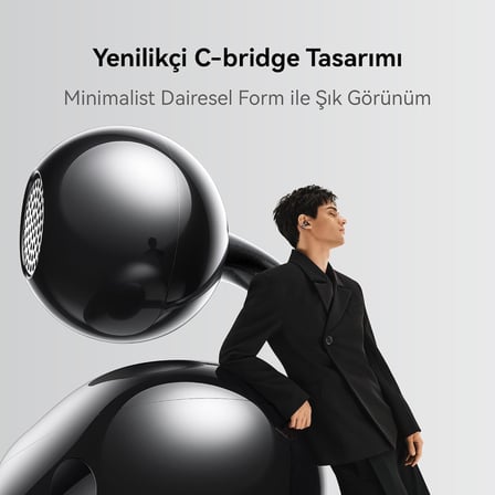FreeClip, Estetik Tasarım, Tüy Kadar Hafif, Açık Kulak Tasarımı, Yapay Zeka Destekli Kristal Netliğinde Arama, Uzun Pil Ömrü, Çift Cihaz Bağlantısı,Siyah