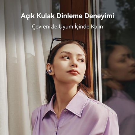 FreeClip, Estetik Tasarım, Tüy Kadar Hafif, Açık Kulak Tasarımı, Yapay Zeka Destekli Kristal Netliğinde Arama, Uzun Pil Ömrü, Çift Cihaz Bağlantısı,Siyah