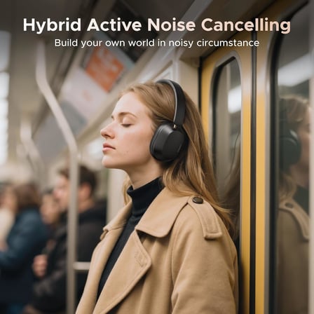 HiTune Max5C Kulaklıklar Kablosuz, 75H Çalma Süresi, Uyarlanabilir Gürültü Engelleme, Yüksek Çözünürlüklü Ses Bluetooth 5.4 Kulak Üstü Kulaklıklar, Uygulama ile Özel EQ Çoklu Bağlantı