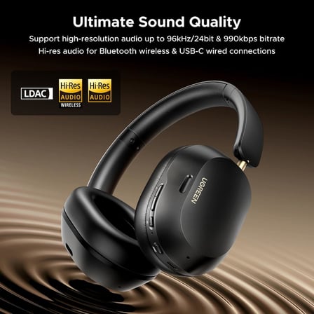 HiTune Max5C Kulaklıklar Kablosuz, 75H Çalma Süresi, Uyarlanabilir Gürültü Engelleme, Yüksek Çözünürlüklü Ses Bluetooth 5.4 Kulak Üstü Kulaklıklar, Uygulama ile Özel EQ Çoklu Bağlantı